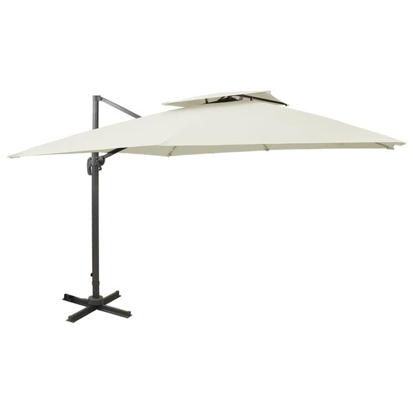 vidaXL Parasol déporté à double toit 300x300 cm Sable