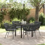 vidaXL Ensemble de Salle à Manger de Jardin 5 Pièces avec Coussins en Poly Rattan Noir