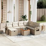 vidaXL Salon de jardin avec coussins 8 Pièces beige résine tressée