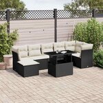 vidaXL Salon de jardin 8 Pièces avec coussins noir résine tressée