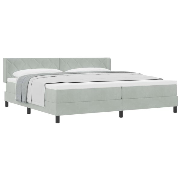 vidaXL Lit à ressorts avec matelas Gris clair 200 x 200 cm Polyester
