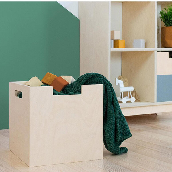Boîte de rangement bois modèle 2 - poignées - Bois vernis - 33 x 33 x 37 cm