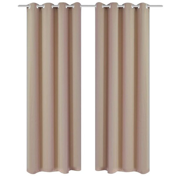 2 Pièces Rideau Blackout Occultant Crème avec Œillets en métal 135x245cm