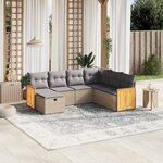vidaXL Salon de jardin avec coussins 7Pièces mélange beige résine tressée