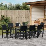 vidaXL Ensemble de salle à manger de jardin 9 pièces Noir Poly Rattan
