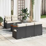 vidaXL Ensemble de canapé de jardin avec coussin 6 Pièces Noir Poly rotin