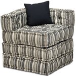 vidaXL Pouf modulaire à 4 places Gris rayé Tissu