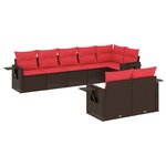 vidaXL Salon de jardin 8 Pièces avec coussins marron résine tressée
