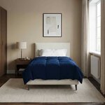 vidaXL Duvet complet toute l'année Bleu foncé 140 x 220 cm Microfibre