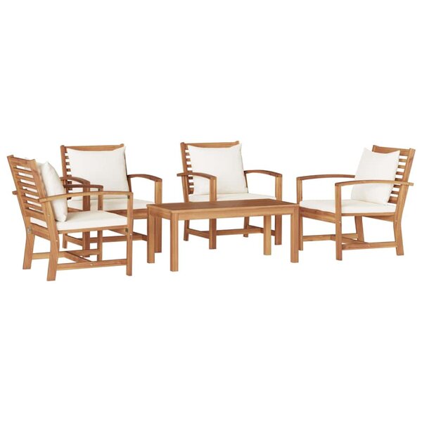 Ensemble de canapé de jardin 5 Pièces Naturel Bois de teck solide