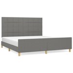 vidaXL Cadre de lit avec tête de lit Gris foncé 160 x 200 cm Tissu