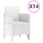 Ensemble de salle à manger jardin vidaXL 15 pièces blanc poly rattan