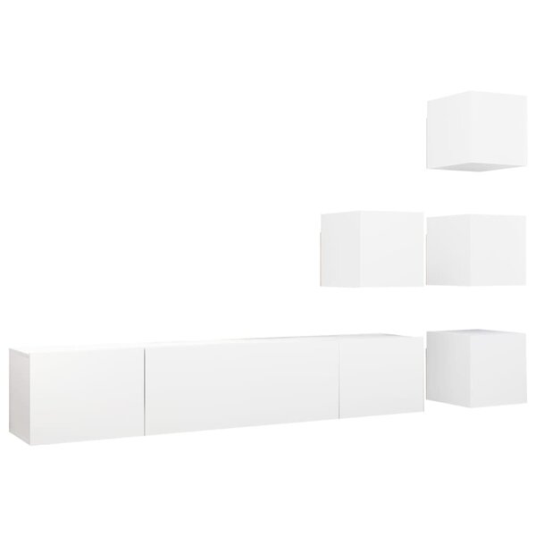vidaXL Ensemble de meuble TV 6 Pièces Blanc Bois d'ingénierie