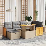vidaXL Salon de jardin avec coussins 7 Pièces beige résine tressée