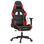 vidaXL Chaise de jeu avec repose-pied Noir et rouge Similicuir
