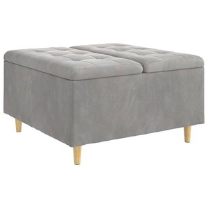 vidaXL Pouf de rangement Gris clair 80 x 80 x 45 cm Velours