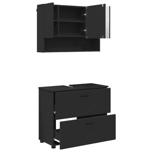 vidaXL Ensemble de mobilier de salle de bain avec tiroir 2 Pièces Noir