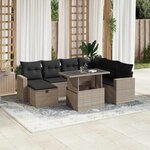 vidaXL Salon de jardin 8 Pièces avec coussins gris clair résine tressée