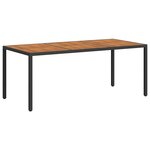 vidaXL Table de jardin 190x90x75 cm Résine tressée et bois acacia Noir