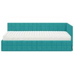vidaXL Cadre de lit d'angle avec matelas 2 Pièces Turquoise Velours
