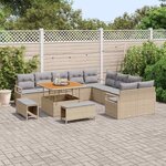 vidaXL Ensemble de canapé de jardin 13 Pièces Beige Poly rotin