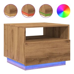 vidaXL Table basse avec lumières LED chêne artisanal 50x49x40 cm