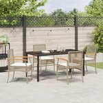 vidaXL Ensemble de salle à manger de jardin 5 pièces avec coussins beige en rotin poly