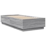vidaXL Cadre de lit avec LED sans matelas sonoma gris 100x200 cm