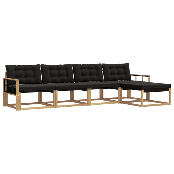 vidaXL Ensemble de canapés d'extérieur 5 pc Blanc et noir