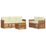 vidaXL Ensemble de canapés d'extérieur 6 pc Naturel et Crème