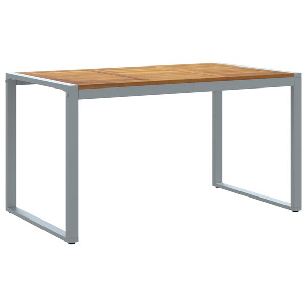 Table de salle à manger extérieure vidaXL Grise 140x80x75 cm Acier et Bois Massif d'Acacia