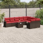 vidaXL Salon de jardin 10 Pièces avec coussins marron résine tressée
