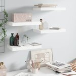vidaXL Étagère murale flottante 4 Pièces Blanc brillant 40x23x3 8 cm MDF