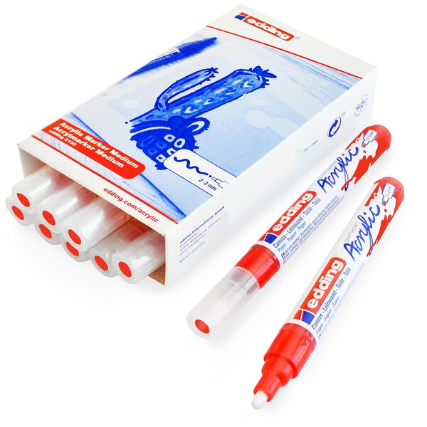 Marqueur Acrylique 5100 Rouge Trafic Pointe Moyenne 2-3 mm x 10 EDDING