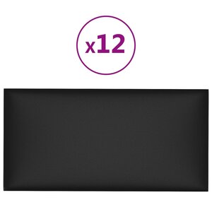 vidaXL Panneaux muraux 12 Pièces Noir 30x15 cm Similicuir 0 54 m²