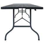 vidaXL Table pliable de jardin Noir 180x75x72 cm PEHD Imitation rotin
