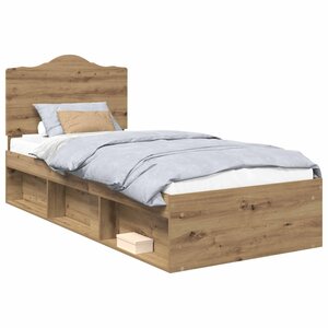 vidaXL Cadre de lit Chêne artisan 100 x 200 cm Pin massif