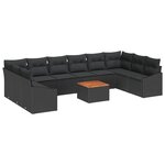 vidaXL Ensemble de canapé de jardin avec coussin 11 Pièces Noir polyrotin