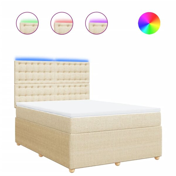 vidaXL Sommier à lattes de lit avec matelas Crème 140x190 cm Tissu
