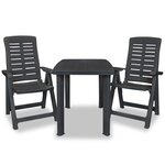 vidaXL Ensemble de bistro 3 Pièces Plastique Anthracite