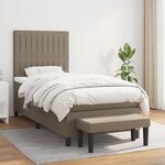 vidaXL Sommier à lattes de lit avec matelas Taupe 90x200 cm Tissu