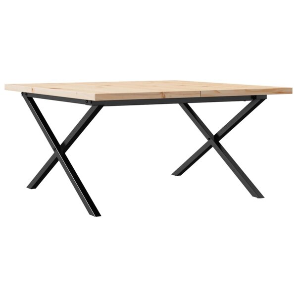 vidaXL Table basse cadre en X 90x90x45 5cm bois de pin massif et acier