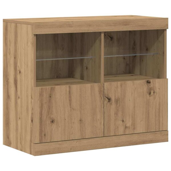 vidaXL Buffet LED Marron 81 x 37 x 66 5 cm Bois d'ingénierie