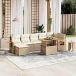 vidaXL Salon de jardin avec coussins 8 Pièces beige résine tressée