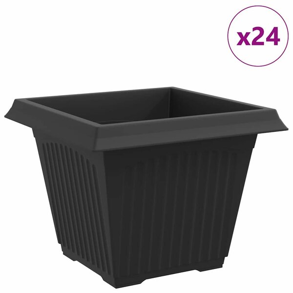 vidaXL Pot de Fleurs Carré 24 Pièces Noir 43 x 43 x 33 5 cm Plastique