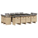 vidaXL Ensemble à manger de jardin coussins 13 Pièces mélange beige rotin