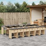 vidaXL Ensemble à manger de jardin coussins 13 Pièces mélange beige rotin