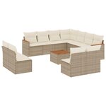 vidaXL Salon de jardin avec coussins 12 Pièces beige résine tressée