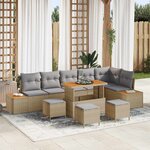 vidaXL Ensemble de canapé de jardin 10 Pièces Beige et Gris clair