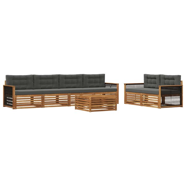 vidaXL Ensemble de canapés d'extérieur 7 pc Naturel et Anthracite